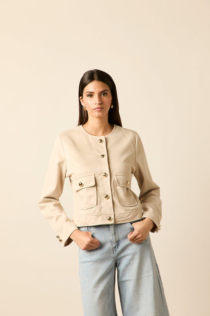 Chaqueta botones dorado beige