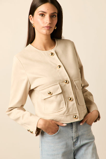 Chaqueta botones dorado beige