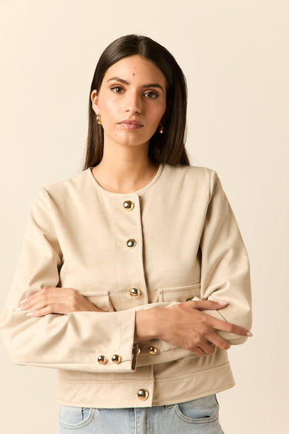 Chaqueta botones dorado beige