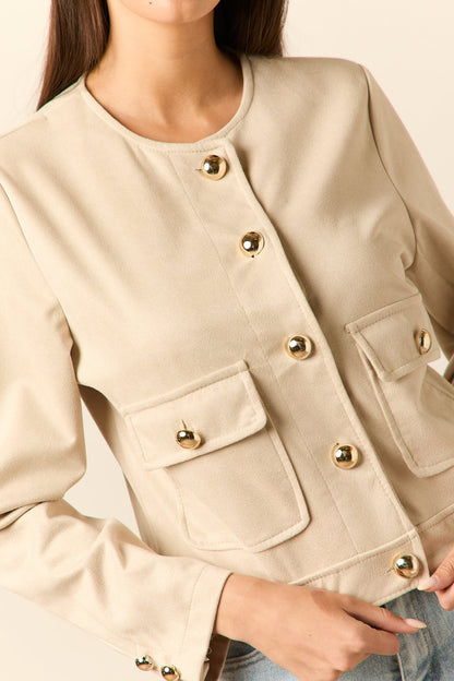 Chaqueta botones dorado beige