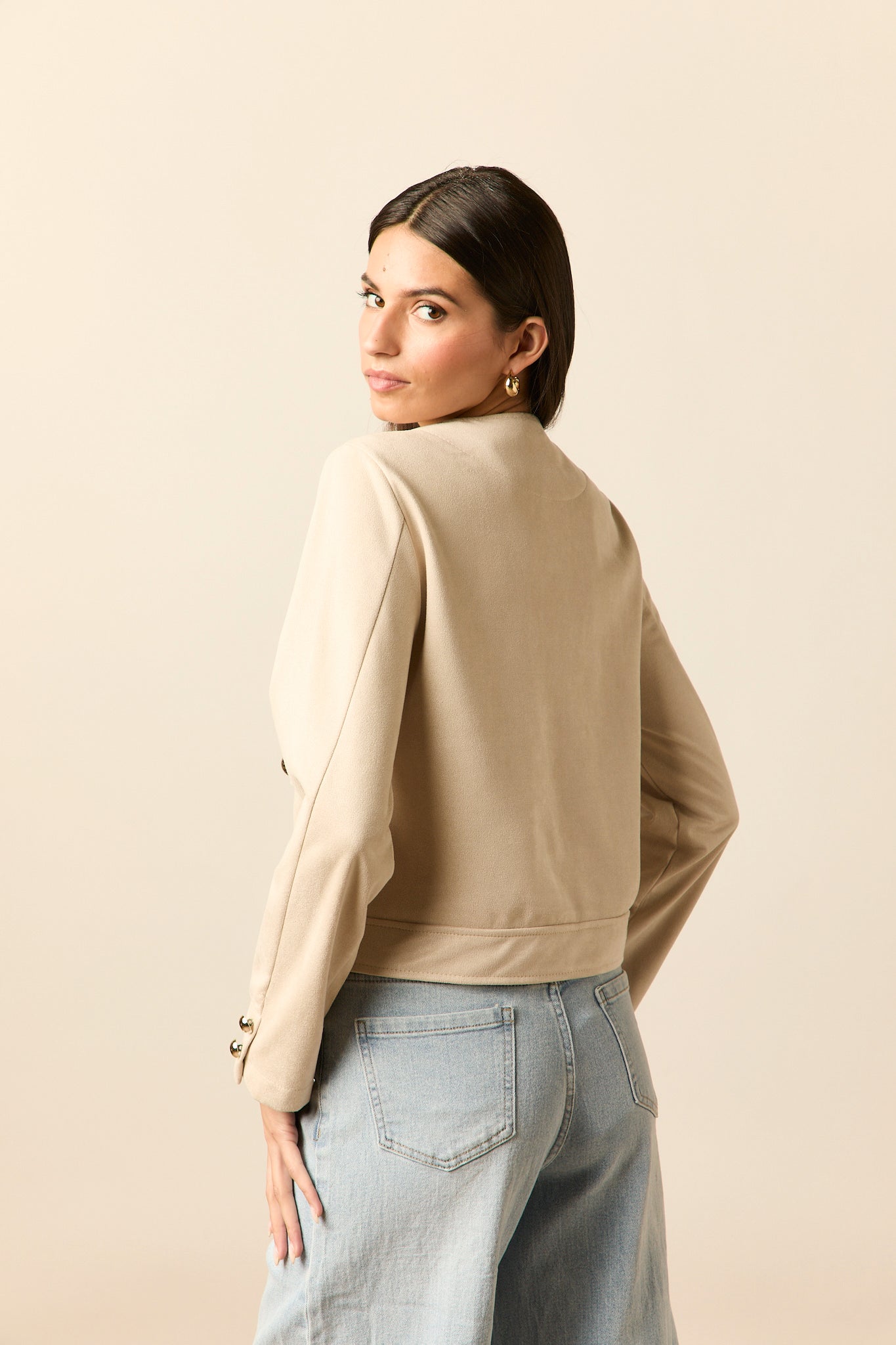 Chaqueta botones dorado beige